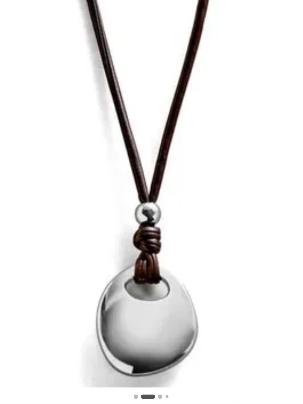 BaubleBar Janis pendant Adjustable Brown Cord Necklace with Silver Pendant